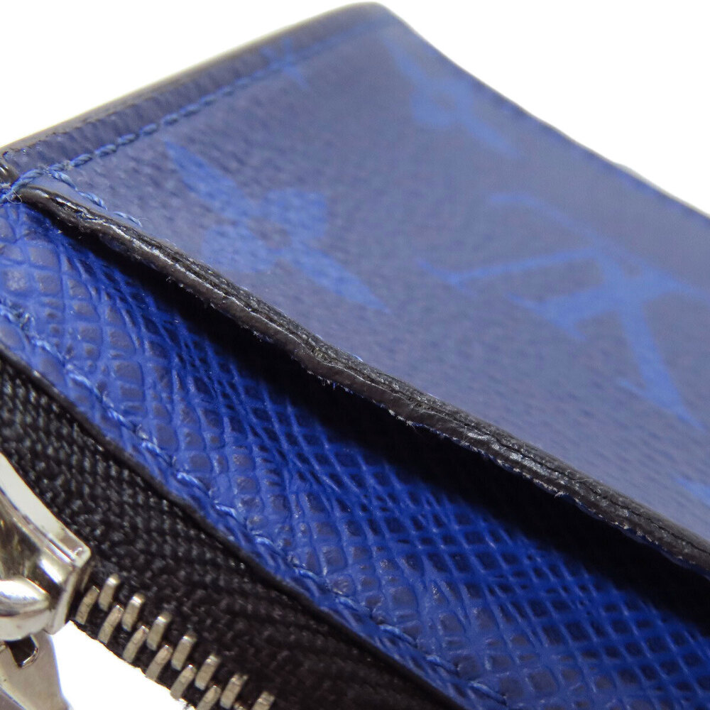 Louis Vuitton Coin Card Holder Case Taigarama Leather Blue Black